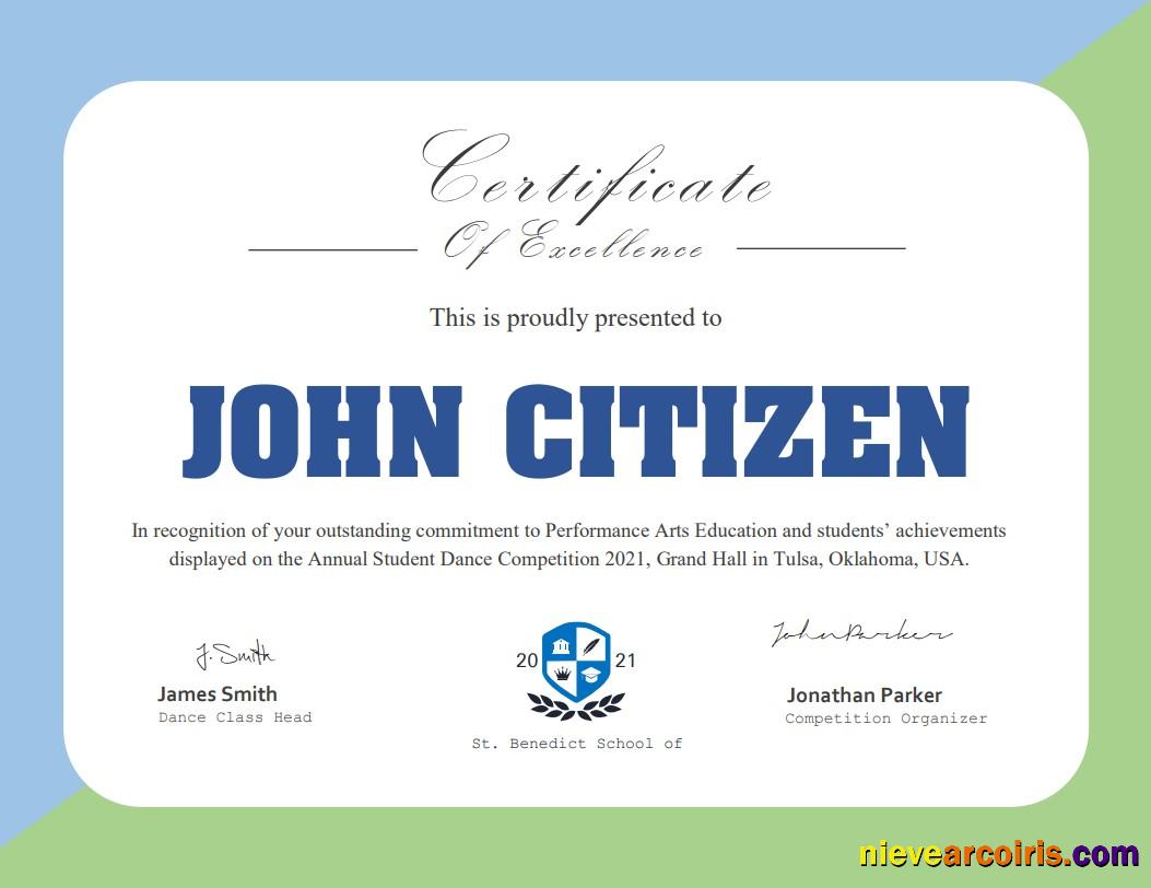 USA Dance certificate